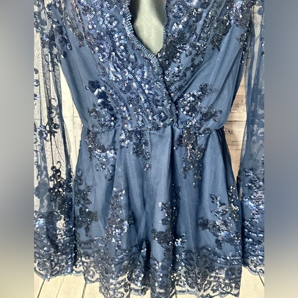 ON CALL PLAYSUIT IN NAVY BLUE SEQUIN - Picture 6 of 13